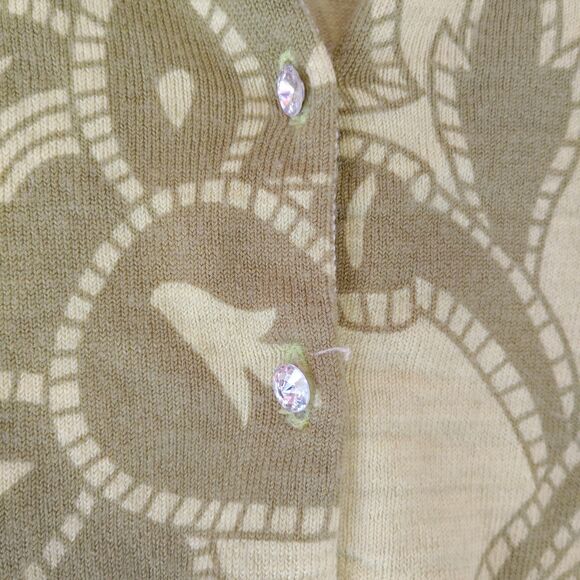 Charlotte Tarantola wool blend novelty print cardigan sweater Sz S - Picture 5 of 12